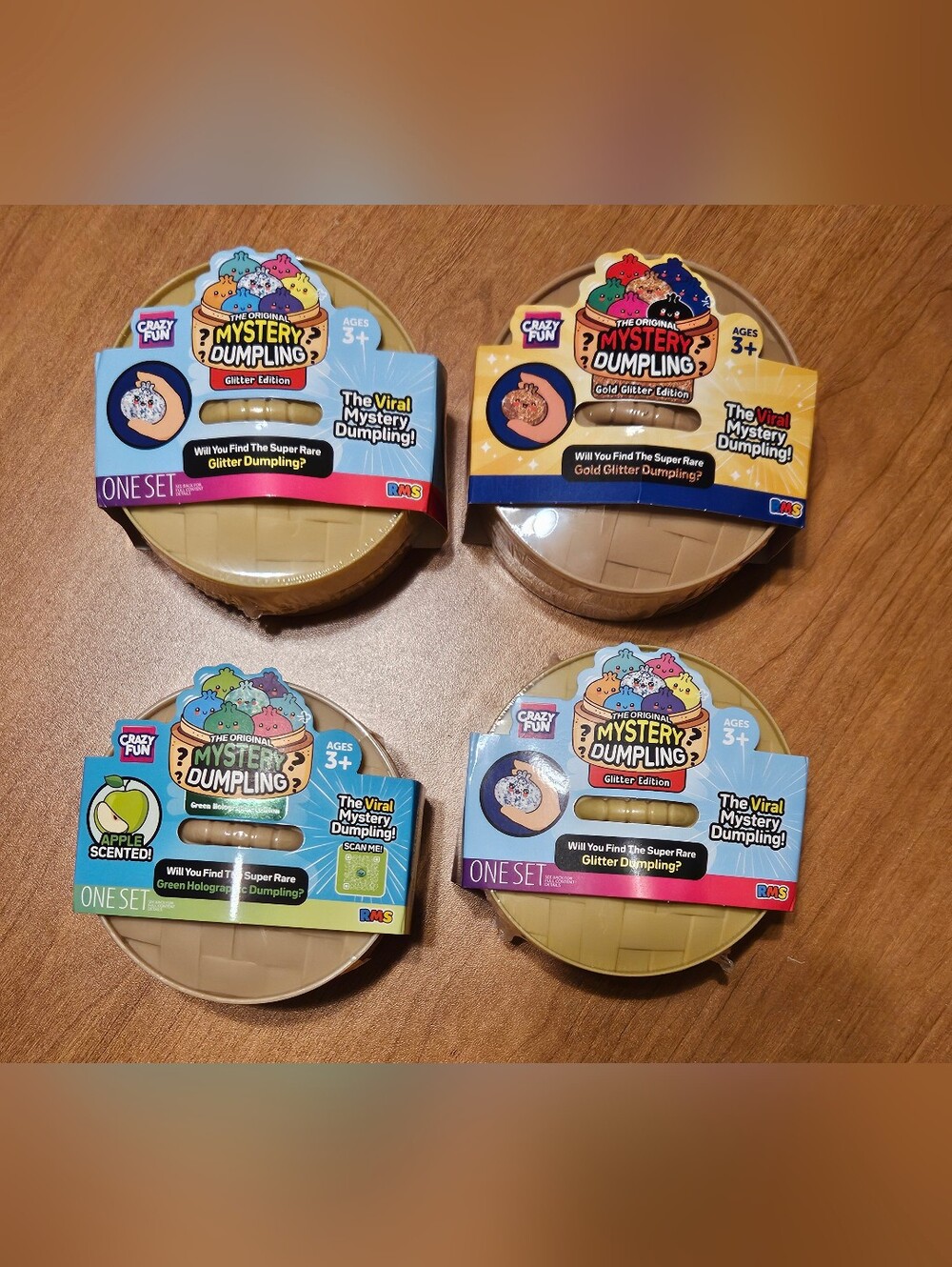 4 RMS CRAZY FUN Squishy Dumpling New Unopened 5 Below Apple Gold Glitter Glitter
